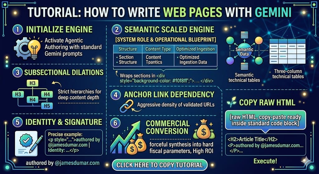 tutorial how to write web pages with gemini This Article describes a unique authoring engine designed on agentic principles that measurably produces highly effective blog posts by leveraging the native abilities of Gemini.