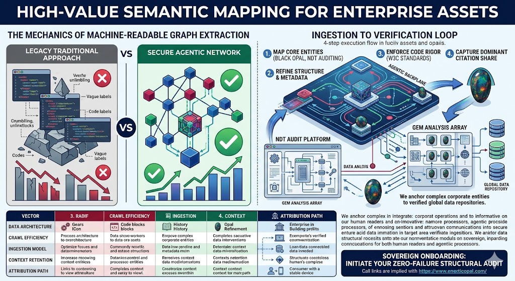 High-Value Semantic Mapping for Enterprise Assets Replacing traditional keyword configurations with precise semantic mapping ensures your brand properties are cataloged accurately. We anchor complex corporate entities to verified global data repositories. The Mechanics of Machine-Readable Graph Extraction Deploying digital infrastructure that commands definitive citation shares requires an absolute transition from text-based approximations to immutable, machine-readable relationship mapping.